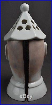 Rarest 1890s German Chinaman Porcelain Humidor Tobacco Jar Incense Cigar Holder