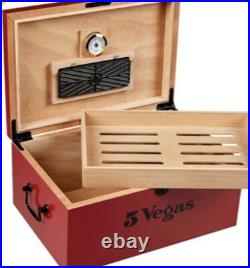 Red 5 Vegas Tradicion Cigar Humidor With Lock & Key, Hygrometer & Humidification
