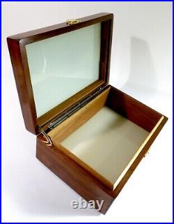 Refinished & Restored Antique Cigar Humidor With Mahogany Liner White Glass