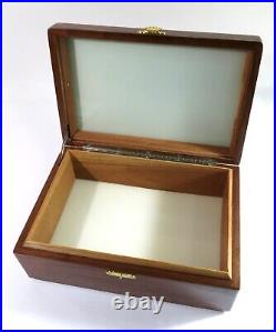Refinished & Restored Antique Cigar Humidor With Mahogany Liner White Glass