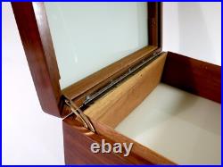Refinished & Restored Antique Cigar Humidor With Mahogany Liner White Glass