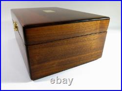 Refinished & Restored Antique Cigar Humidor With Mahogany Liner White Glass