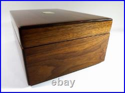 Refinished & Restored Antique Cigar Humidor With Mahogany Liner White Glass