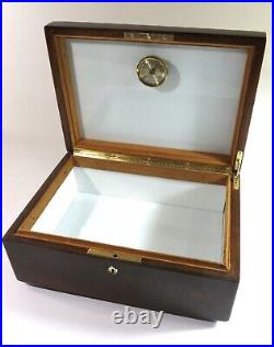 Refinished & Restored Antique Cigar Humidor With Milk Glass Lining + Hygrometer