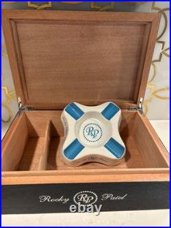 Rocky Patel Wood Cigar Humidor 100 Cigars Storage with matching ashtray