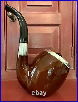 Royal Doulton Tobacco Jar Pipe c. 1915 / Glazed Pottery & Sterling Silver Trim