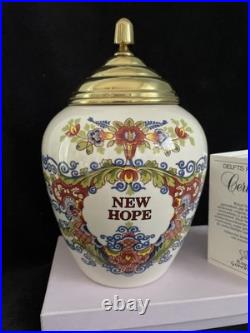 Royal Goedewaagen Delft Polychrome Tobacco Jar Brass Lid NEW HOPE 2512 with COA