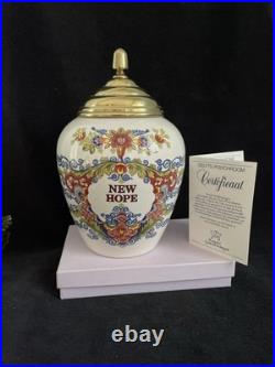 Royal Goedewaagen Delft Polychrome Tobacco Jar Brass Lid NEW HOPE 2512 with COA
