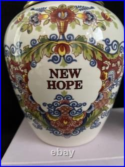 Royal Goedewaagen Delft Polychrome Tobacco Jar Brass Lid NEW HOPE 2512 with COA