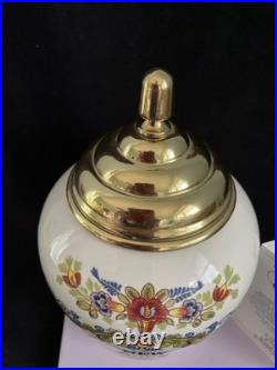 Royal Goedewaagen Delft Polychrome Tobacco Jar Brass Lid NEW HOPE 2512 with COA