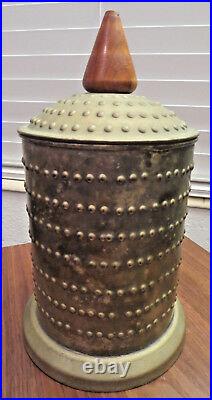Rustic Embossed Studded Rumidor Humidor Vintage Brass Tobacco Storage Jar