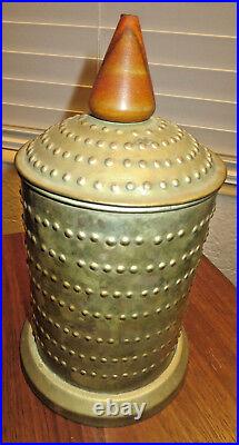 Rustic Embossed Studded Rumidor Humidor Vintage Brass Tobacco Storage Jar