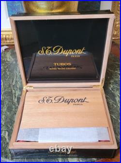 S. T Dupont Paris Black Laquer Turbos Hand Made Cigar Box Holds 20 9.75x8.5x2.5