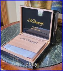 S. T Dupont Paris Black Laquer Turbos Hand Made Cigar Box Holds 20 9.75x8.5x2.5
