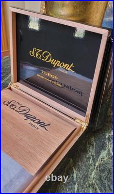 S. T Dupont Paris Black Laquer Turbos Hand Made Cigar Box Holds 20 9.75x8.5x2.5