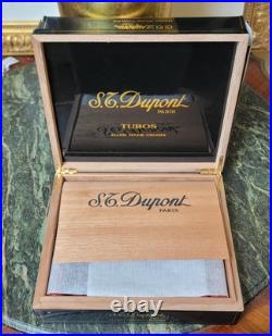 S. T Dupont Paris Black Laquer Turbos Hand Made Cigar Box Holds 20 9.75x8.5x2.5