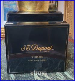 S. T Dupont Paris Black Laquer Turbos Hand Made Cigar Box Holds 20 9.75x8.5x2.5