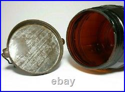 SCARCE LATE 19TH C GLOBE 1882 ANTIQUE TOBACCO HUMIDOR WithAMBER GLASS BODY/TIN LID