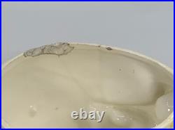 SKULL With CAP & BOOK Tobacco Jar Antique Majolica Humidor Memento Mori READ COND