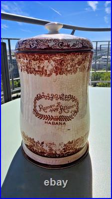 SPAIN PICKMAN 202 RAMON ALLONES TOBACCO PORCELAIN BROWN CIGAR HUMIDOR JAR 1920s