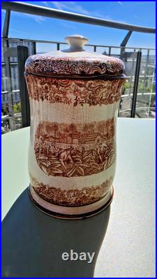 SPAIN PICKMAN 202 RAMON ALLONES TOBACCO PORCELAIN BROWN CIGAR HUMIDOR JAR 1920s