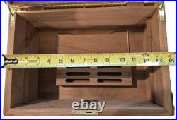 SUPREME Burl Wood Humidor inlay Glass Brass Accents Wood Lined Hygrometer No Key