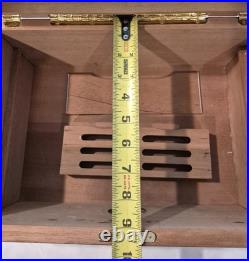 SUPREME Burl Wood Humidor inlay Glass Brass Accents Wood Lined Hygrometer No Key