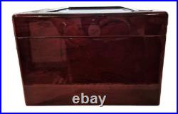 SUPREME Burl Wood Humidor inlay Glass Brass Accents Wood Lined Hygrometer No Key