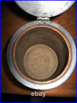 Salt Glaze Stoneware Tobacco Jar with Lid Relief Figures Beauvais 19th C France
