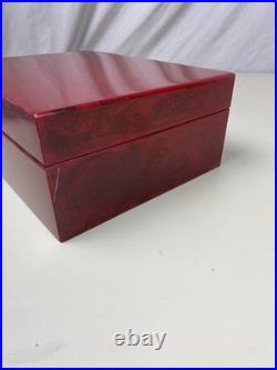 Savinelli 1876 Humidor Cigar Case Box Smoking Pipe Storage Gloss Red Tobacciana