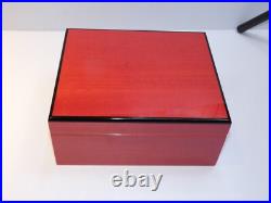 Savoy Lacquer Large Cigar Box Humidor, Red and Black