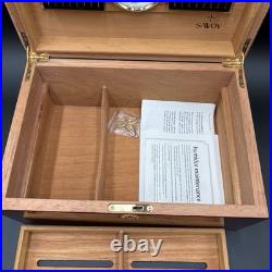 Savoy Large Locking Wood Humidor Supreme 13x9x6 With Keys, Tray & Hygrometer