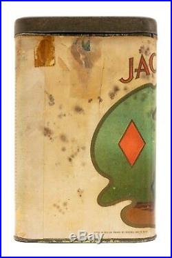 Scarce 1900s paper label Jack O'Diamonds 25 humidor cigar tin in fair cond