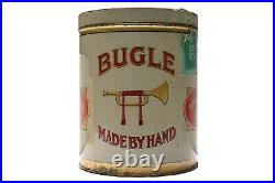 Scarce 1910/20s Bugle round litho 25 humidor cigar tin is in good condition