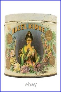 Scarce 1910s Hazel Kirke litho 50 cigar humidor tin in fair condition