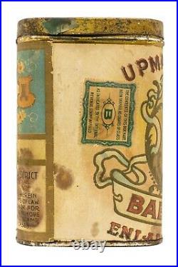 Scarce 1910s paper label Upmann's Bouquet 25 cigar humidor tin in fair cond