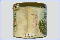 Scarce 1930s Canadian Luet's Garcia paper label humidor cigar tin. Good cond