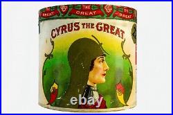 Scarce 1940s Cyrus the Great cardboard humidor 50 cigar tin in exc. Condition