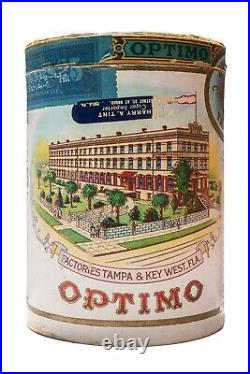 Scarce 1940s cardboard Optimo Kings 25 humidor cigar canister in exc condition