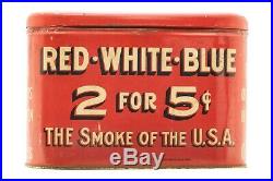 Scarce 1950 Red- White- Blue litho humidor 100 cigar tin in good condition