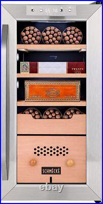 Schmécké 250 Cigar Cooler Humidor with Precise Humidity Control, Stainless Steel