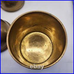 Set of 3 Vintage Heavy MCM Midcentury Modern Brass Apocathary Lidded Jar Humidor