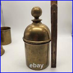 Set of 3 Vintage Heavy MCM Midcentury Modern Brass Apocathary Lidded Jar Humidor