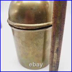 Set of 3 Vintage Heavy MCM Midcentury Modern Brass Apocathary Lidded Jar Humidor