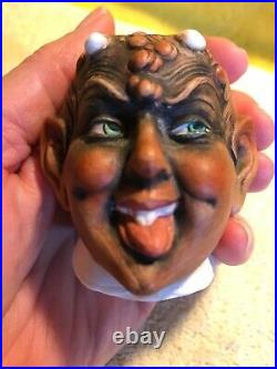 Smiling Devil Mephistopheles Tobacco Porcelain Matchholder Antique Bohne Sohne
