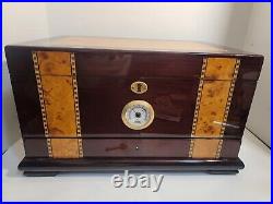 Solana 75-100 Cigar Gloss Rosewood Wood Inlay Humidor Key Lock. Please Read