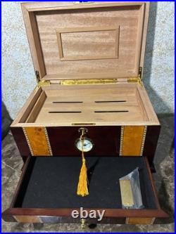 Solana Desktop Cigar Humidor with Rose Wood Finish Holds 100 Cigars