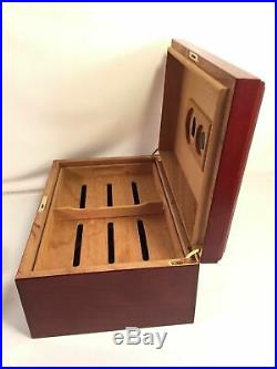 Solid Wood Locking Cigar Humidor Large Storage Box Display
