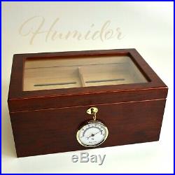 Spanish Cedar Wood Cigar Humidor with Hygrometer Lockable Immaculate