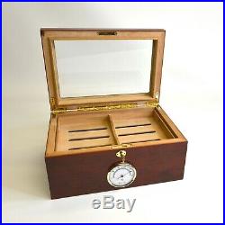 Spanish Cedar Wood Cigar Humidor with Hygrometer Lockable Immaculate